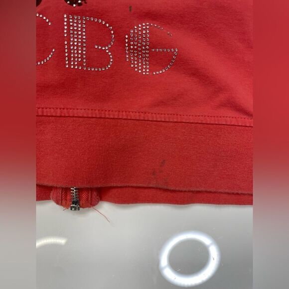BCBG Butterfly Rhinestones Full Zip Hoodie Women Small Salmon Pink Y2K - Picture 4 of 12